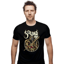 Load image into Gallery viewer, Shirts Fitted Shirts, Mens / Small / Black Alien In Gold
