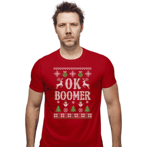 Shirts Fitted Shirts, Mens / Small / Red OK Boomer Ugly Christmas Sweater