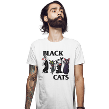 Load image into Gallery viewer, Shirts Fitted Shirts, Mens / Small / White Black Cats Flag
