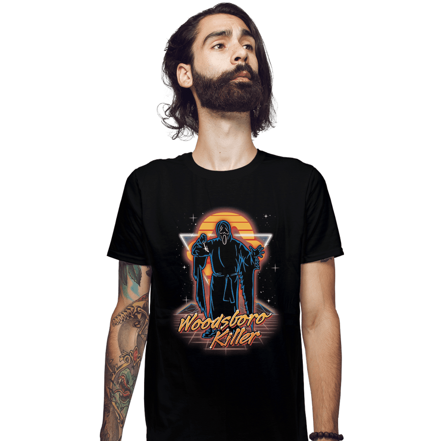 Shirts Fitted Shirts, Mens / Small / Black Retro Woodsboro Killer