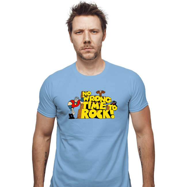 Daily_Deal_Shirts Fitted Shirts, Mens / Small / Powder Blue No Wrong Time To Rock!