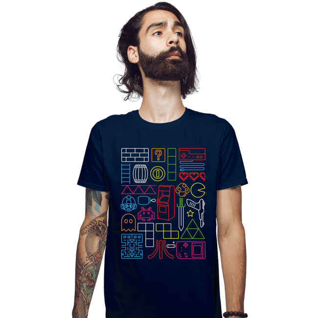 Daily_Deal_Shirts Fitted Shirts, Mens / Small / Navy Nostalgic Doodles