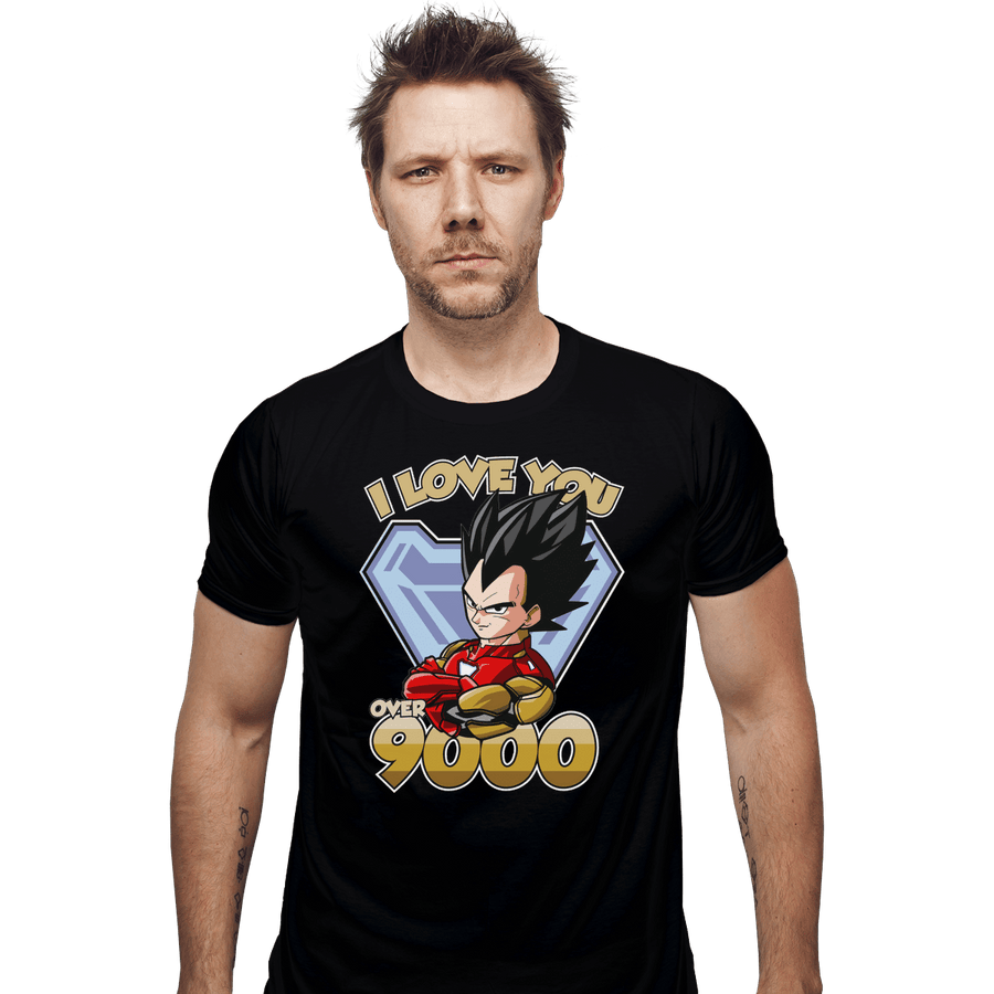 Shirts Fitted Shirts, Mens / Small / Black I Love You Over 9000