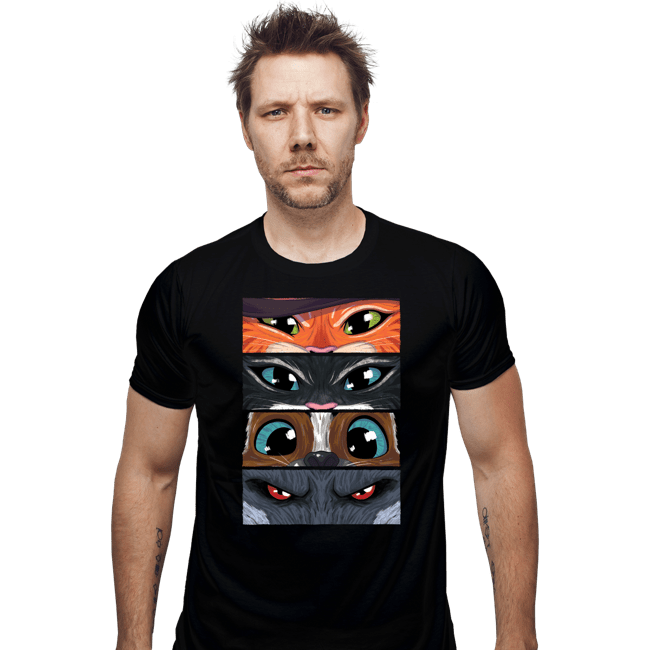 Daily_Deal_Shirts Fitted Shirts, Mens / Small / Black Puss In Boots Eyes