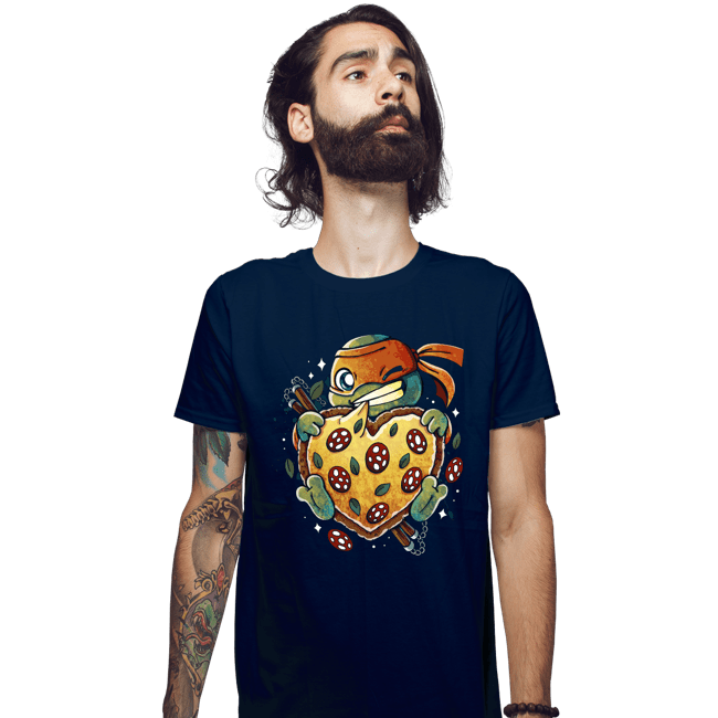Daily_Deal_Shirts Fitted Shirts, Mens / Small / Navy Love Pizza