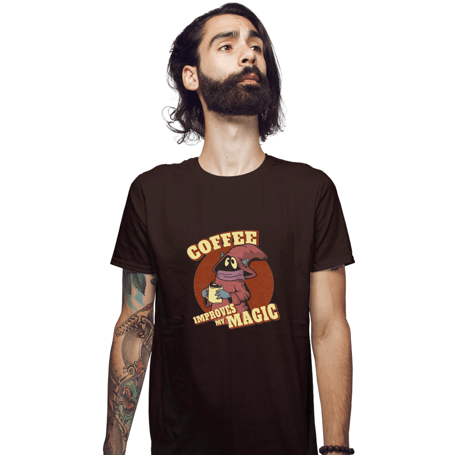 Shirts Fitted Shirts, Mens / Small / Dark Chocolate Coffee Improves My Magic