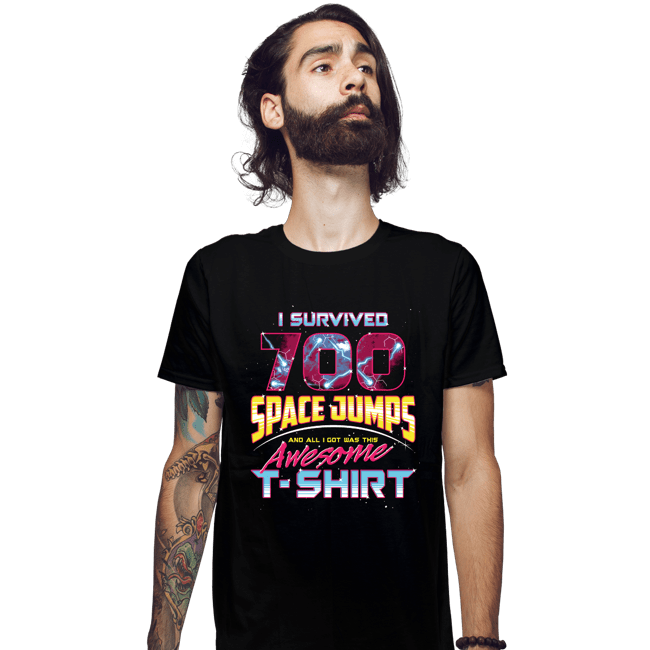 Shirts Fitted Shirts, Mens / Small / Black I Survived 700 Space Jumps