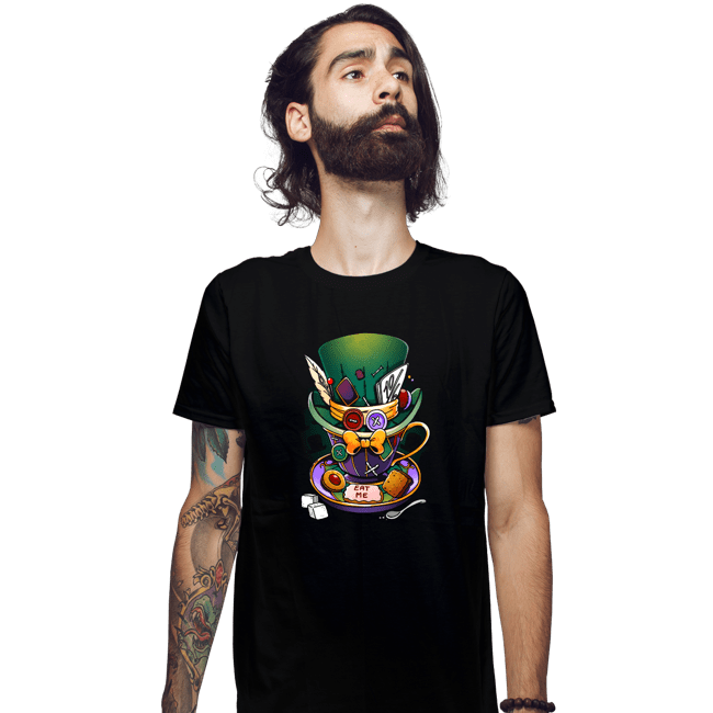 Daily_Deal_Shirts Fitted Shirts, Mens / Small / Black Mad Hatter Mug