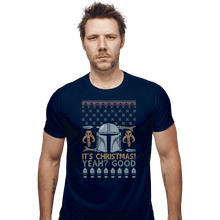 Load image into Gallery viewer, Shirts Fitted Shirts, Mens / Small / Navy Mandalorian Christmas

