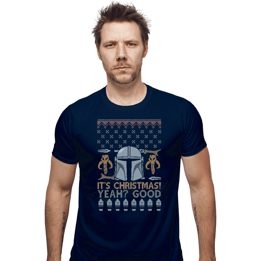 Shirts Fitted Shirts, Mens / Small / Navy Mandalorian Christmas