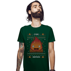 Secret_Shirts Fitted Shirts, Mens / Small / Irish Green Fire Demon Christmas