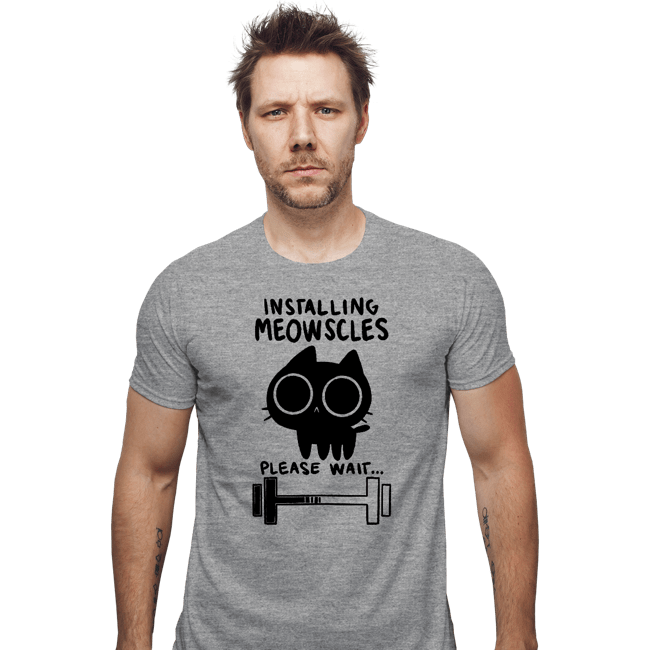 Secret_Shirts Fitted Shirts, Mens / Small / Sports Grey Installing Meowscles