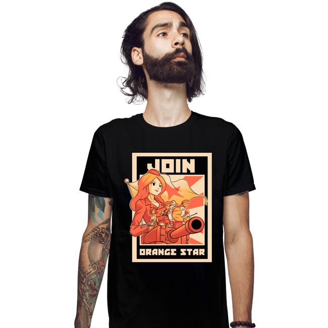 Shirts Fitted Shirts, Mens / Small / Black Orange Star Army