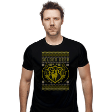Load image into Gallery viewer, Shirts Fitted Shirts, Mens / Small / Black Golden Deer Sweater
