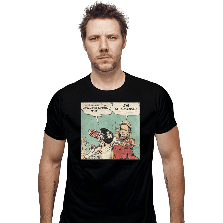 Shirts Fitted Shirts, Mens / Small / Black I'm Captain Marvel!