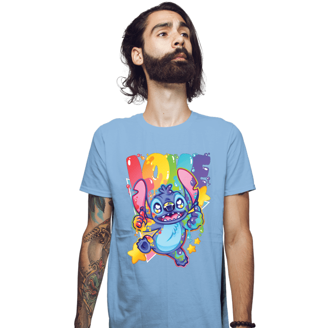 Shirts Fitted Shirts, Mens / Small / Powder Blue Alien Says Love