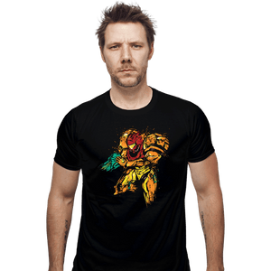 Shirts Fitted Shirts, Mens / Small / Black Metroid - Galactic Bounty Hunter