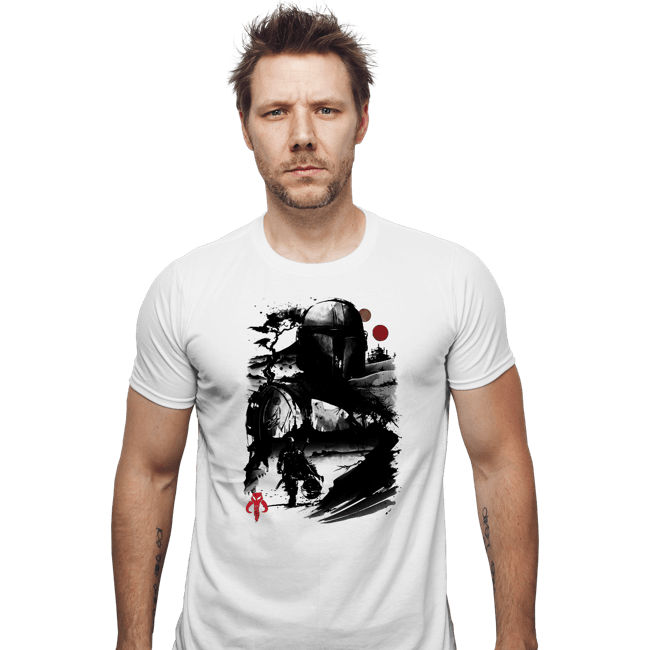 Daily_Deal_Shirts Fitted Shirts, Mens / Small / White The Bounty Hunter In The desert Sumi-e