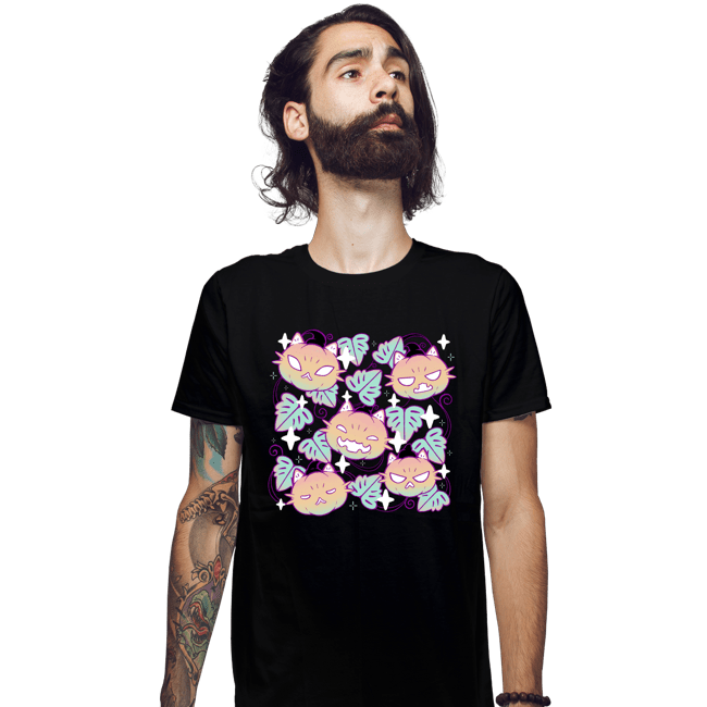 Daily_Deal_Shirts Fitted Shirts, Mens / Small / Black Pumpkin Cat Garden