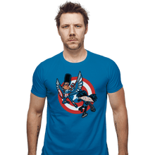 Load image into Gallery viewer, Daily_Deal_Shirts Fitted Shirts, Mens / Small / Sapphire Captain Tallhair And Football Soldier
