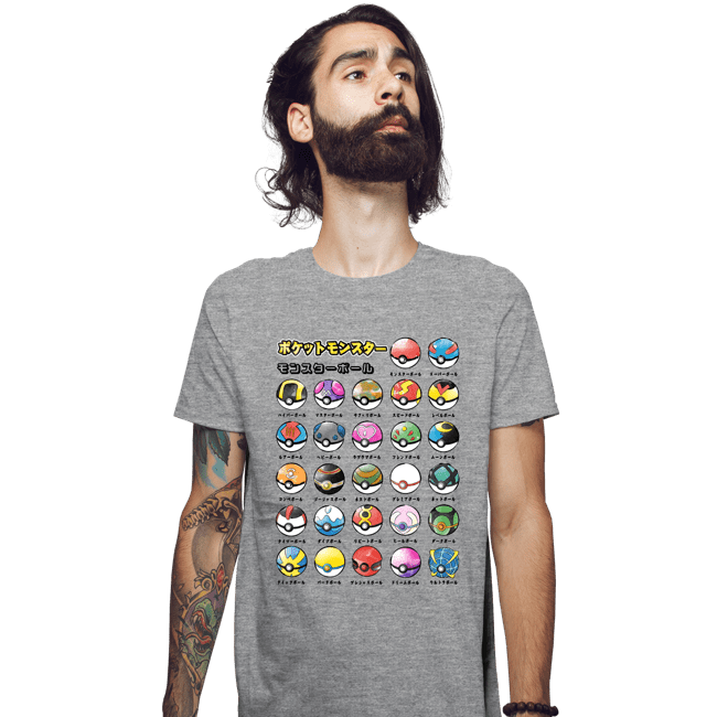 Secret_Shirts Fitted Shirts, Mens / Small / Sports Grey Pokeball Types