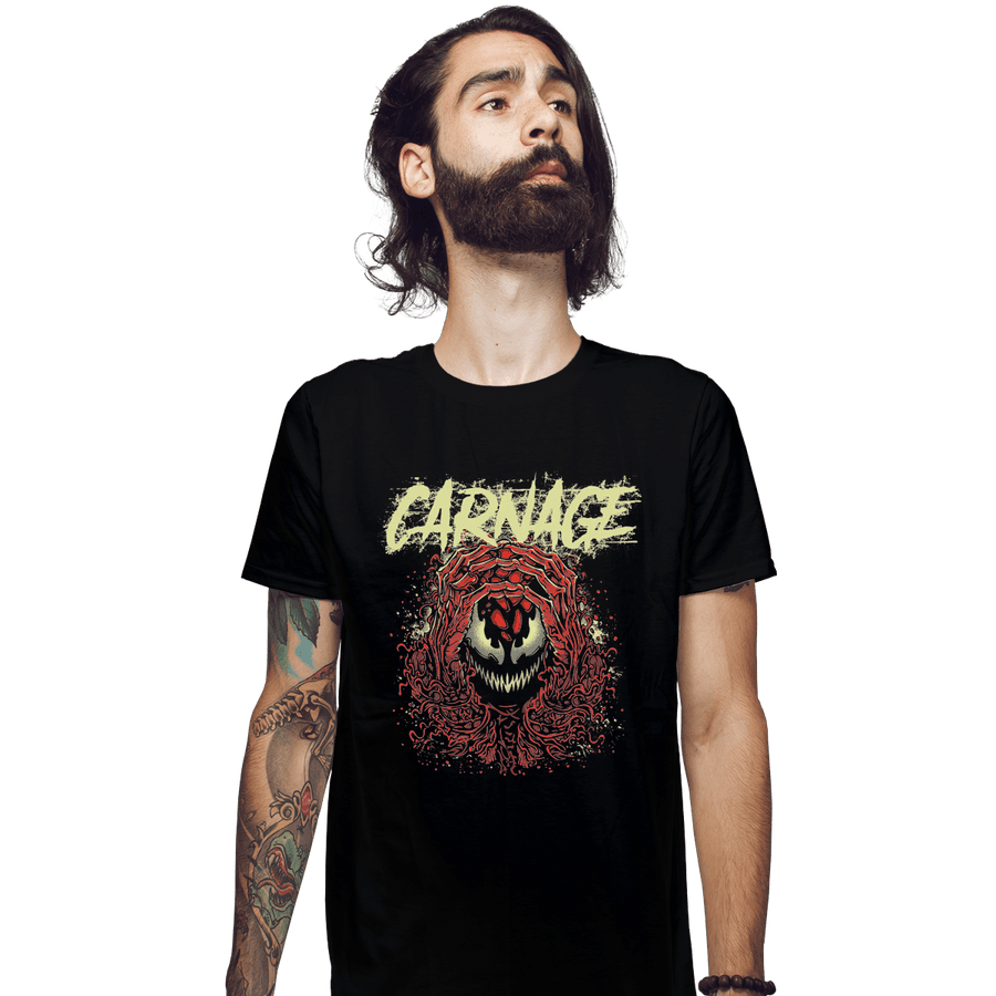 Shirts Fitted Shirts, Mens / Small / Black Carnage Red