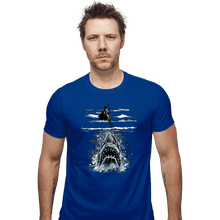 Load image into Gallery viewer, Daily_Deal_Shirts Fitted Shirts, Mens / Small / Royal Blue Shark Repellent
