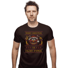 Load image into Gallery viewer, Daily_Deal_Shirts Fitted Shirts, Mens / Small / Dark Chocolate Merry Christmas Filthy Animal
