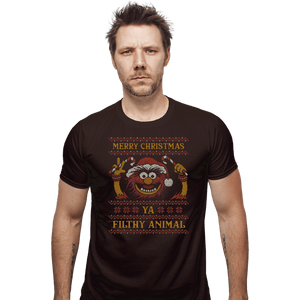 Daily_Deal_Shirts Fitted Shirts, Mens / Small / Dark Chocolate Merry Christmas Filthy Animal