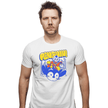 Load image into Gallery viewer, Shirts Fitted Shirts, Mens / Small / White Penguin Sledding
