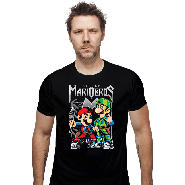 Daily_Deal_Shirts Fitted Shirts, Mens / Small / Black Super Metal Bros