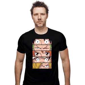 Daily_Deal_Shirts Fitted Shirts, Mens / Small / Black Straw Hat Eyes