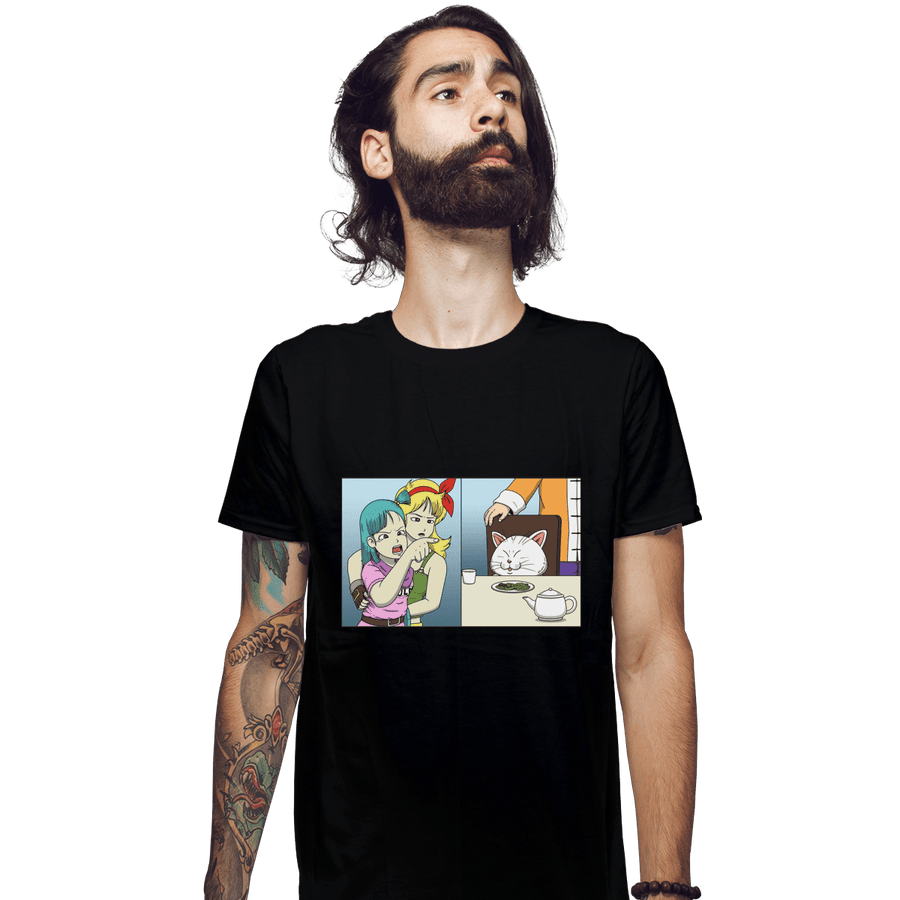Shirts Fitted Shirts, Mens / Small / Black Girl Yelling At A Cat
