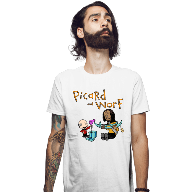 Daily_Deal_Shirts Fitted Shirts, Mens / Small / White Picard And Worf