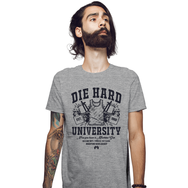 Daily_Deal_Shirts Fitted Shirts, Mens / Small / Sports Grey Die Hard University