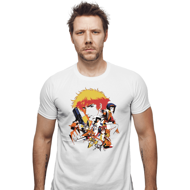 Daily_Deal_Shirts Fitted Shirts, Mens / Small / White Retro Space Cowboy