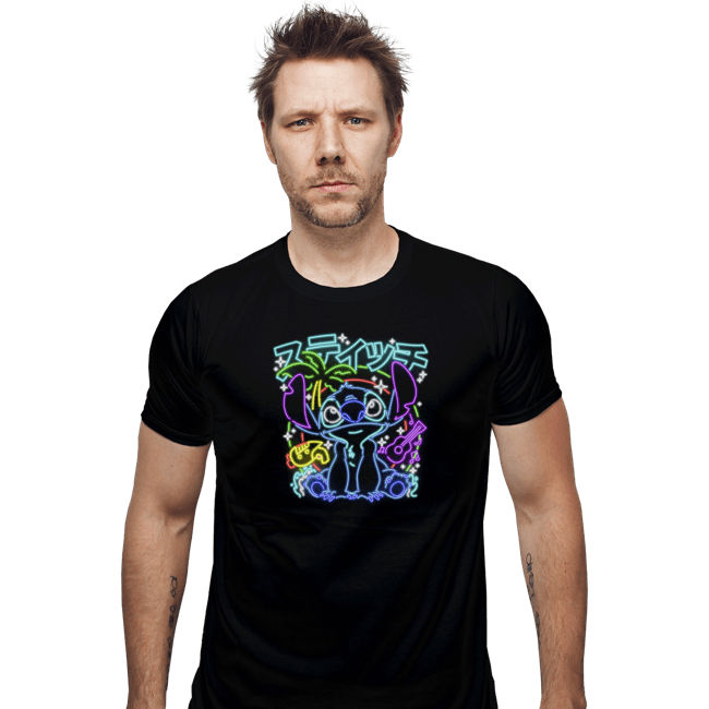 Daily_Deal_Shirts Fitted Shirts, Mens / Small / Black Stitch Neon