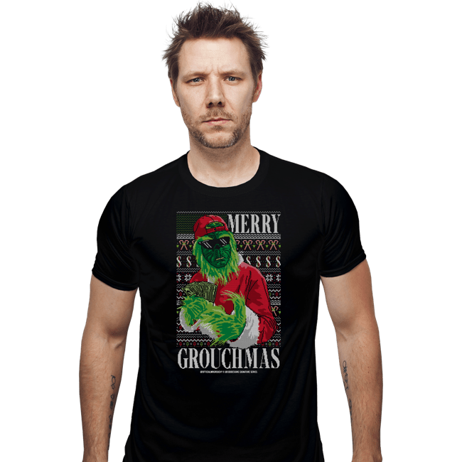 Daily_Deal_Shirts Fitted Shirts, Mens / Small / Black Merry Grouchmas Ugly Sweater