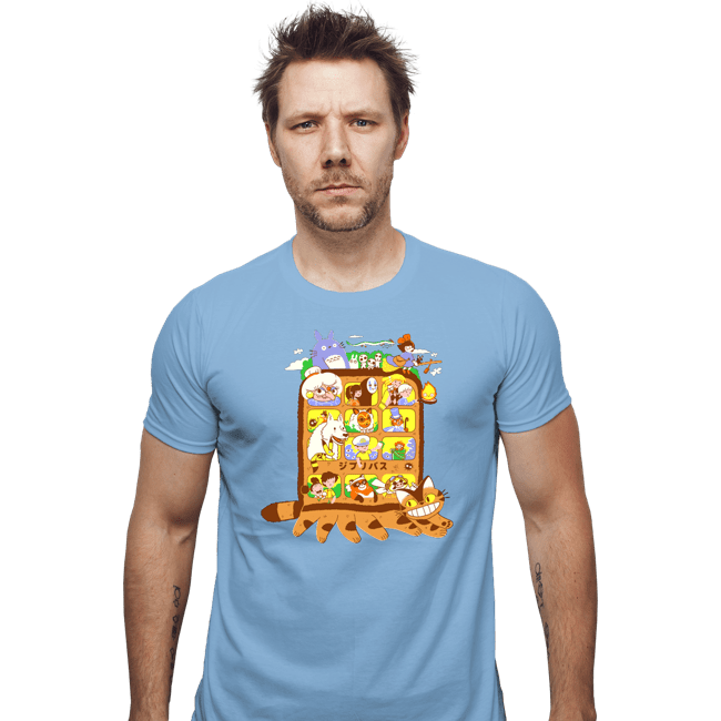 Daily_Deal_Shirts Fitted Shirts, Mens / Small / Powder Blue Anime Bus