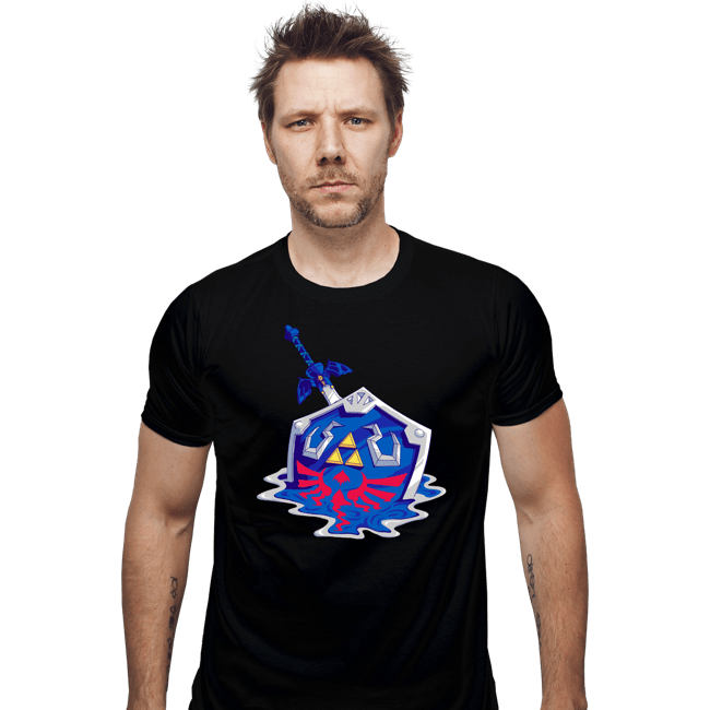 Daily_Deal_Shirts Fitted Shirts, Mens / Small / Black Melting Shield and Sword