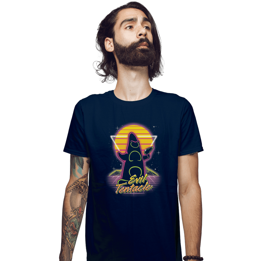 Shirts Fitted Shirts, Mens / Small / Navy Retro Evil Tentacle