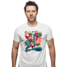 Load image into Gallery viewer, Daily_Deal_Shirts Fitted Shirts, Mens / Small / White Mushroom Warrior &amp; Dinosaur
