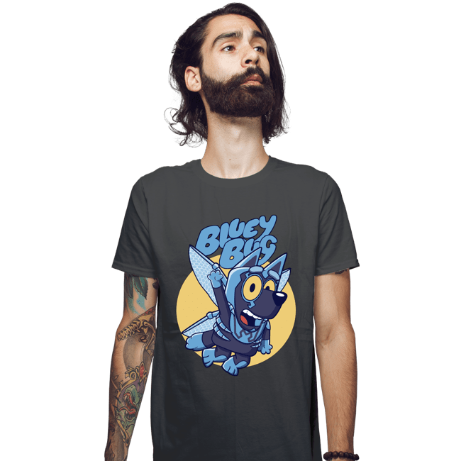 Daily_Deal_Shirts Fitted Shirts, Mens / Small / Charcoal Bluey Bug