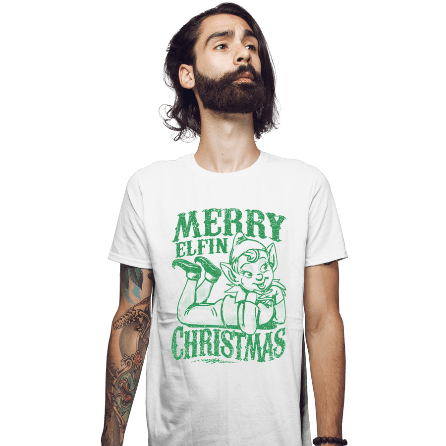 Shirts Fitted Shirts, Mens / Small / White Merry Elfin Christmas