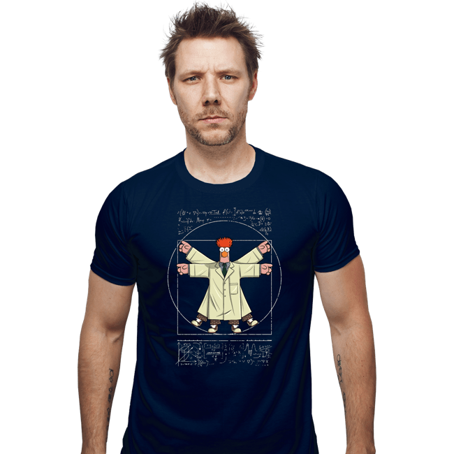 Daily_Deal_Shirts Fitted Shirts, Mens / Small / Navy Vitruvian Puppet