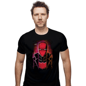 Daily_Deal_Shirts Fitted Shirts, Mens / Small / Black Glitch Red Hood