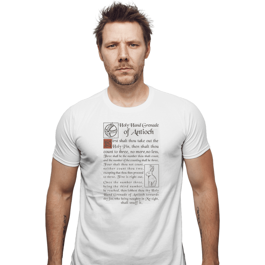 Shirts Fitted Shirts, Mens / Small / White Holy Hand Grenade Script