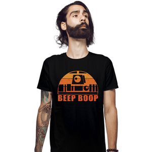 Daily_Deal_Shirts Fitted Shirts, Mens / Small / Black Vintage Beep Boop
