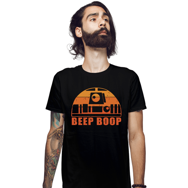 Daily_Deal_Shirts Fitted Shirts, Mens / Small / Black Vintage Beep Boop