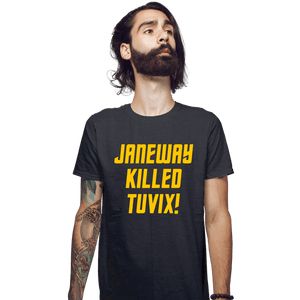 Daily_Deal_Shirts Fitted Shirts, Mens / Small / Dark Heather Janeway Killed Tuvix!